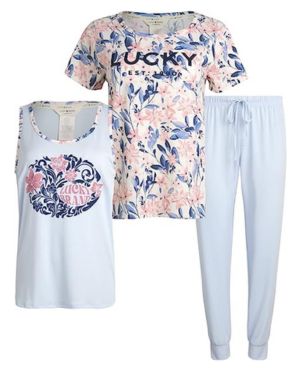 Pijamas para mujer 3 piezas Hacci ropa de dormir, camiseta y pantalones deportivos talla S XL