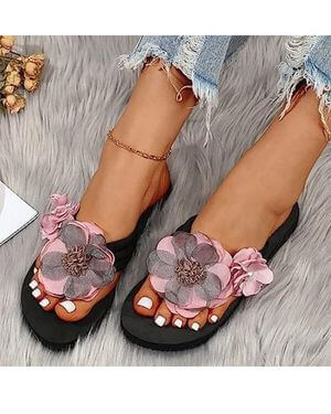 Pantuflas para mujer mujer verano chanclas abiertas flores bohemias sandalias casuales zapatos mujer ancho H 41 nuevo