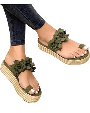 Sandalias de mujer con flores, sandalias de cuña, plataforma con plataforma, transpirables, zapatos informales, sandalias de verano