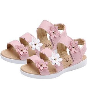 Sandalias de verano para niña con flores suela suave transpirable dulce y elegante suela de goma antideslizante suave suela de cuero princesa zapatos niños niñas