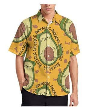 Aguacate Lindo Camisa Hombre Manga Corta Camisa Hawaiana Verano Camisa De Playa con Bolsillo