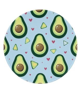 Alfombrilla de ratón con diseño de aguacates con corazones con base de goma antideslizante, alfombrilla de ratón redonda pequeña