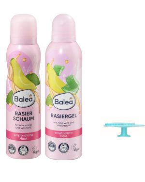 Balea Juego de 2 unidades gel de afeitar de aloe vera y aceite de aguacate, 200 ml + espuma de afeitar aceite de aguacate y vitamina E