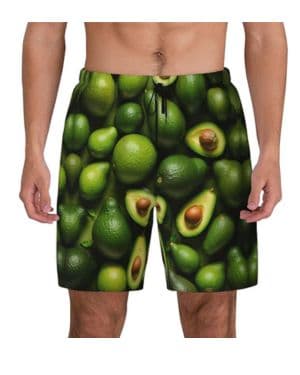 Bañador para Hombre con Estampado de Aguacate, Bolsillos, Secado rápido, Cierre con cordón.