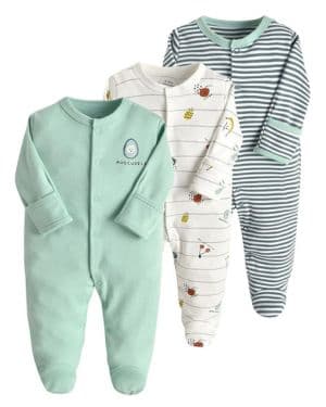 Bebé Niñas Niños Mono Peleles Algodón Pijama Mameluco de Manga Larga Pack de 3 por 0-12 Meses