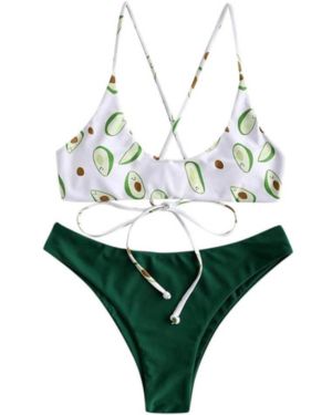 Bikinis Bañador Mujer Conjunto De Bikini con Estampado De Aguacate Verde Bikini De Mujer Sexy Traje De Baño Lindo