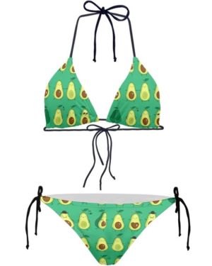 Conjunto de bikini de dos piezas para mujer, traje de baño de cuerda, parte superior halter con lazo lateral en la parte inferior del bikini