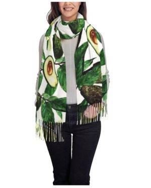 Bufanda de aguacate con pompones extra suave al tacto cachemira - Bufanda de otoño para boda