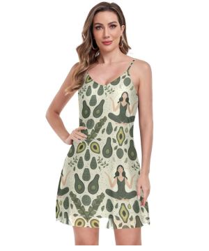CHIFIGNO Vestido casual de verano para mujer, sin mangas, con cuello en V, vestido de cóctel para mujer