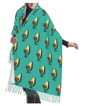 Bufanda grande, cálida y suave, chal de moda, divertidas bufandas de aguacate de dibujos animados para mujeres y hombres, ver fotos, Talla única