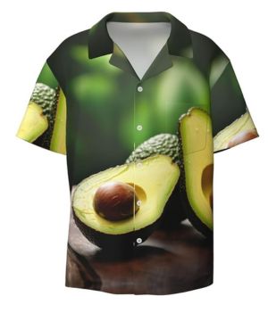 Camisas casuales con estampado de aguacate y frutas para hombre, camisas de vestir de manga corta para hombre, camisas elegantes con botones