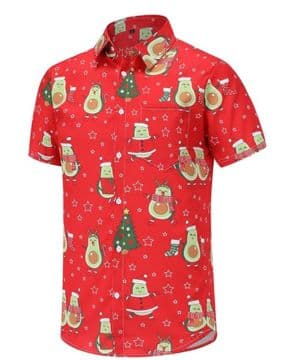 Camisas de Navidad para hombre, estilo informal, de manga corta, con botones, camisa hawaiana funky
