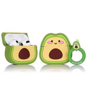 Airpods 3 - Carcasa de Silicona Divertida para Apple Airpods 3 con Llavero [Serie de Frutas] (Sonrisa Aguacate)