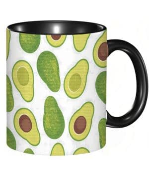 EKLMPS Tazas de Café,Taza de Cerámica para Té y Café,330ml 11oz,Regalos original,Aniversarios,nupical,desayuno,Románticos,Patrón de aguacate Textura de aguac