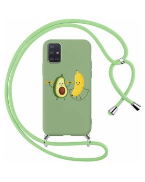 Foonary Funda con Cuerda para Samsung Galaxy A51 4G M40S 6,5, Carcasa Ultrafina Silicona Aesthetic Dibujos Case con Ajustable Collar Correa de Cuello Cordón Antigolpe