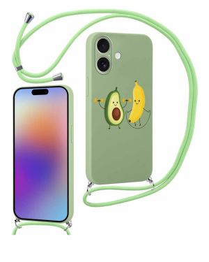 Foonary Funda con Cuerda para iPhone 17 6,3, Carcasa Ultrafina Silicona Aesthetic Dibujos Case con Ajustable