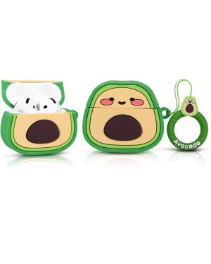 Funda protectora compatible con Apple Airpods 4, divertida y bonita funda de dibujos animados con llavero (aguacate)