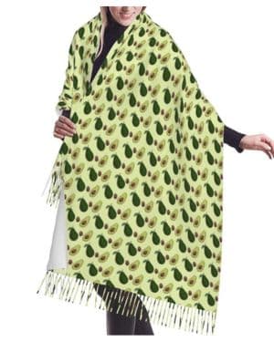 Gambo Bufanda cálida de borla con estampado de aguacate, bufanda de chal de moda para primavera, otoño e invierno, bufanda de moda para mujer