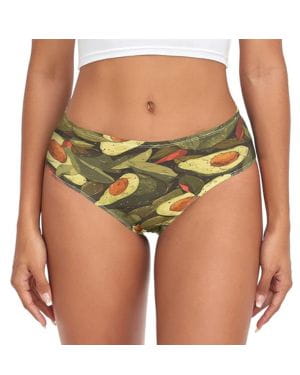 Hoja De Fruta De Aguacate De La Selva Bragas Mujer Sexy Braguitas Elástico Culotte Cintura Media Ropa Interior