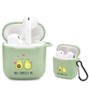 Funda para AirPods 1 2 Fundas Protectora de TPU Suave Case Cover con Mosquetón Funciona con Carga Inalámbrica, con Patrón de Aguacate 6