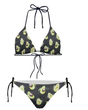 JEOCODY Conjunto de Bikini Espalda Descubierta de Cintura Alta para Mujer, Traje de baño de Dos Piezas, Bikini Triangular