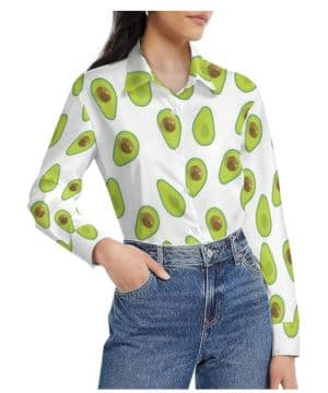 JiuPopular Blusa de manga larga para mujer, color aguacate, camisa con botones para fiesta de trabajo