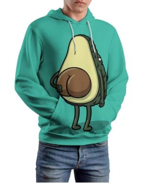 JiuPopular Sudadera unisex con capucha de anime de aguacate, manga larga, informal, con bolsillos