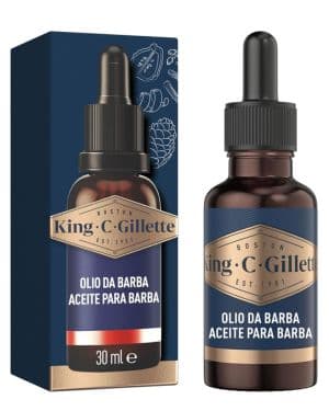 King C. Gillette Aceite Barba Hombre con Aceites de Origen Vegetal de Argán, Jojoba, Aguacate, Semillas de Macadamia y Almendra, 30 ml