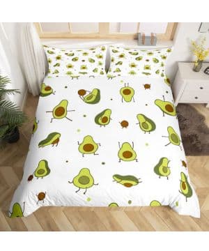 Lindo juego de ropa de cama de aguacate para niñas y niños, juego de funda de edredón de aguacate