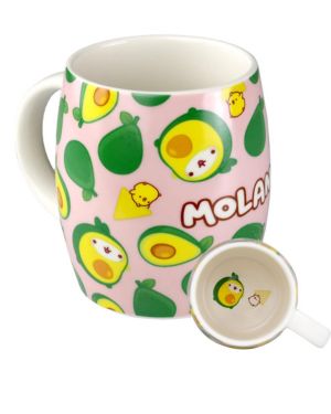 Molang - Taza grande (400 ml, porcelana, aguacate, café y té), diseño de Piupiu