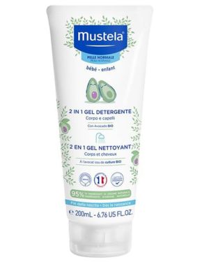 Mustela Gel Limpiador 2 en 1, Cuerpo y Cabello, para Bebés, Niños, Apto para Toda la Familia