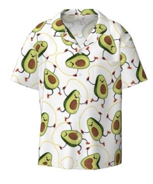 OdDdot Divertida camisa de vestir para hombre con estampado de aguacates de dibujos animados, ajustada, manga corta, casual, para negocios, c