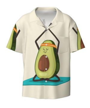 OdDdot Lindas camisas de vestir para hombre, con estampado de aguacate, atlética, ajustada, de manga corta, casual, para negocios, con botone