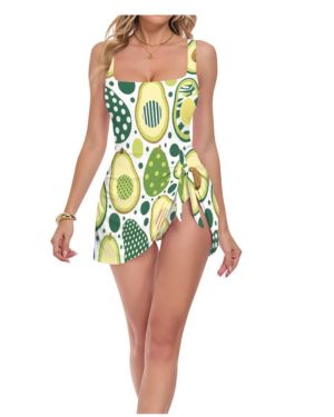 One Piecing - Traje de baño adelgazante para mujer, diseño de lunares, color verde y aguacate