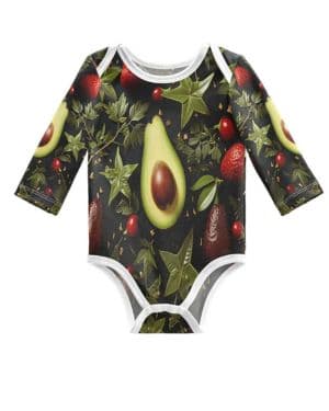 Patrón De Fruta Aguacate Body de Bebé Manga Largas de Algodón Para Bebés de 3-24 Meses De Verano