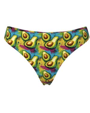 Tangas coloridas con estampado de aguacate de dibujos animados para mujer, ropa interior sin costuras