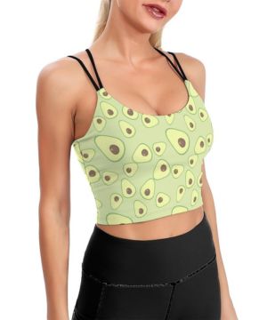 Top Corto de Aguacate para Mujer, Camisetas sin Mangas, Cuello Cuadrado atlético, Gimnasio, Deportes, Yoga