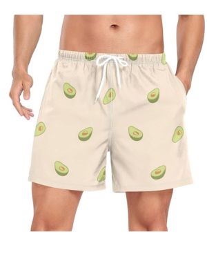 Traje de baño de aguacate para hombre y hombre, pantalones cortos de correr de doble capa con bolsillo para teléfono