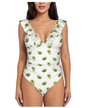 Traje de baño de una pieza para mujer, diseño de aguacate