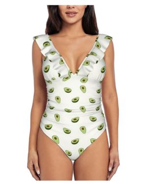 Traje de baño de una pieza para mujer, diseño de aguacate