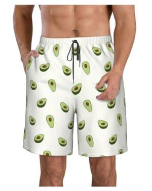 Traje de baño para hombre con estampado de aguacate Pantalones cortos de playa con cordón de secado rápido