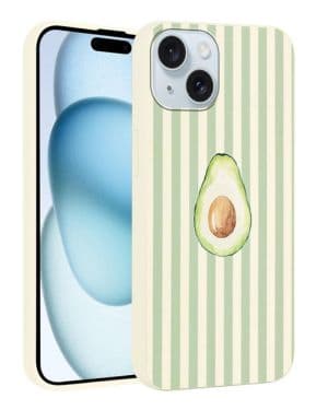 Verano Funda para iPhone 15 6,1 , Aesthetic Verde Stripes Striped Aguacate Collage Diseño Dibujos