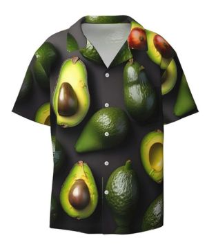 Camisas hawaianas con bolsillo frontal para hombre, diseño de aguacate, con estampado de frutas y aguacate, camisas tropicales de mang