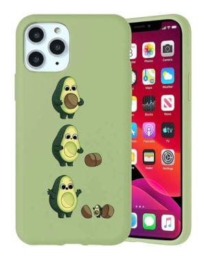 Yoedge Funda de Silicone para Apple iPhone 13 Pro MAX 6,7, Mate Verde Silicona TPU Dibujos Animados Carcasa, Suave Antigolpes