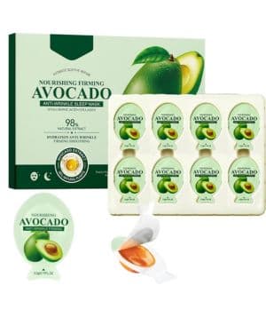 Mascarilla De Aguacate 8 Piezas, Mascarilla Para Dormir Reafirmante Antiarrugas Nutritiva De Aguacate, Mascarilla Hidratante, Mascarilla De Rejuvenecimiento De La P