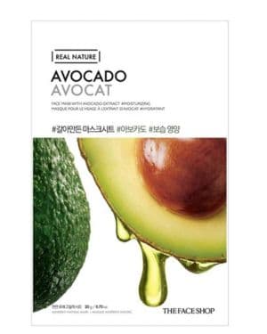 The Face Shop - Real Nature - Hoja de mascarilla facial Aguacate - Hidratante y nutritivo