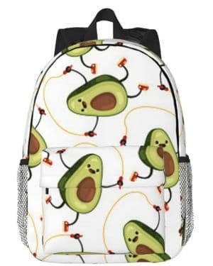Divertida mochila de trabajo impermeable con estampado de aguacates de dibujos animados para adultos
