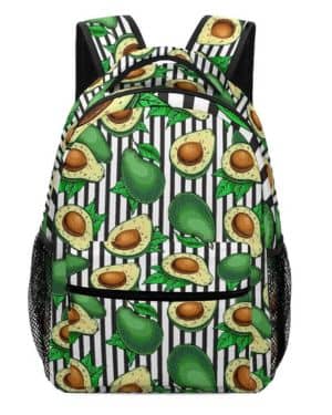 Mochila de rayas blancas y negras con aguacate para laptop, mochila de doble hombro, mochila de negocios para viajes universitarios, adultos, ver fotos, Tall