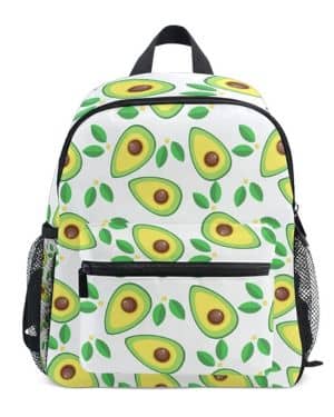Mochila infantil para niñas y niños, diseño de aguacate, con correa para el pecho y soporte para botellas