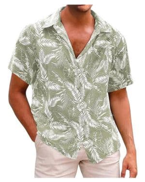 Camisa Hawaiana Hombre Manga Corta Camisas Tropicales Playa Camisa Algodón Camisas para Hombres Casual Aloha Camisas Verano Botón Abajo Camisa Floral